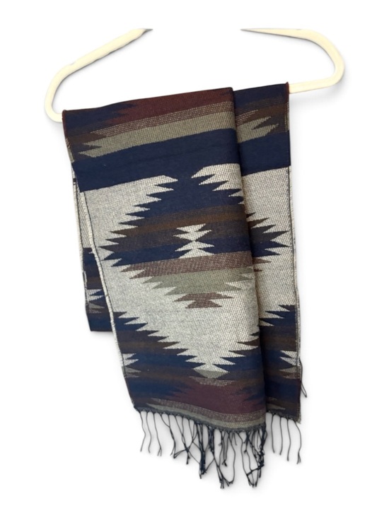 Rue21 Other - Rue21 Geometric Knit Scarf in Navy, Brown & Cream